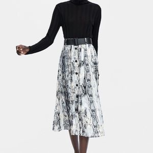 ZARA SNAKESKIN MIDI SKIRT